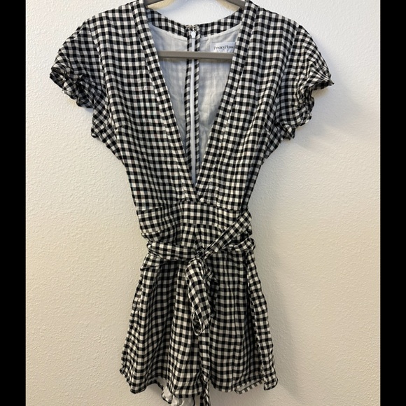Privacy Please Goodwin Romper Black and White Checkered - Picture 2 of 3